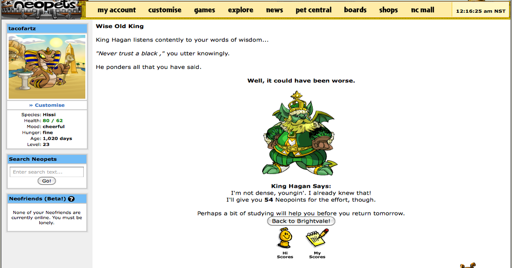 Neopets Wise Old King